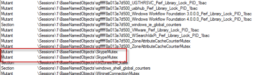 "SkypeMutex" excluded from the isolation