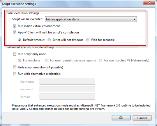 Basic execution settings for AVE scripting