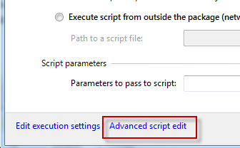 Accessing advanced script editing screen