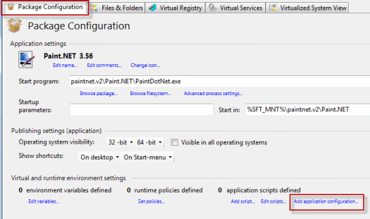 Add application configuration in AVE