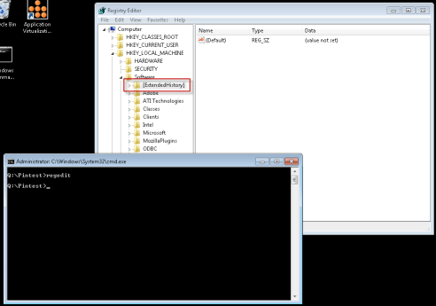 Registry editor inside the VE