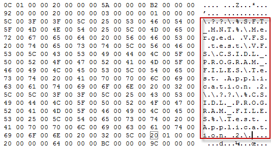 Hex-dump of VFS mapping