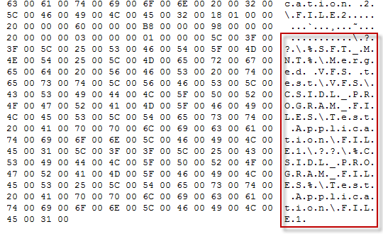 Hex-dump of VFS-mapping
