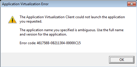 Error message in App-V Client Error message in App-V Client