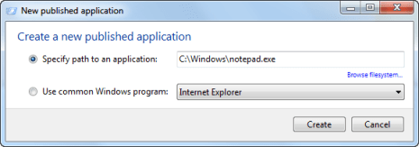 Adding new published application Adding new published application