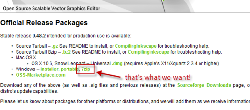 Inkscape 7-zip download page