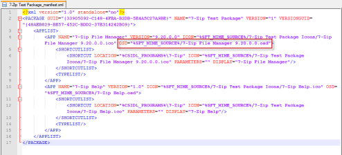 A manifest file for App-V package does not have modified OSD and ICO paths